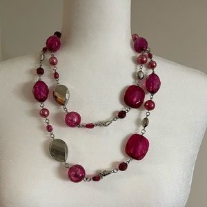 WHBM Pink Beaded Necklace